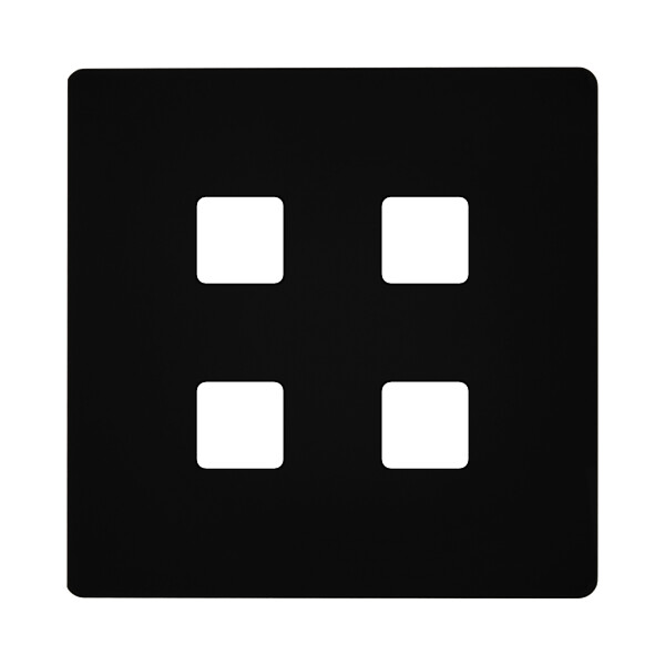 Façade "m" aluminium noir mat simple pour 4 boutons damier carré, magnétique - Modelec - 671522M