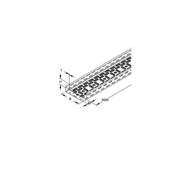 Chemin de câble H60x200 + 2xFLM6X12 (prix au mètre) - Niedax - 257409