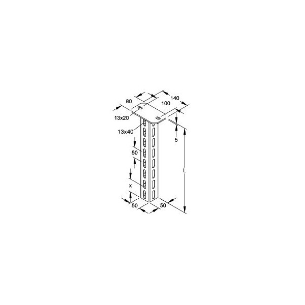 Pendard U 50x50x50 L200MM GAC - Niedax - 858705