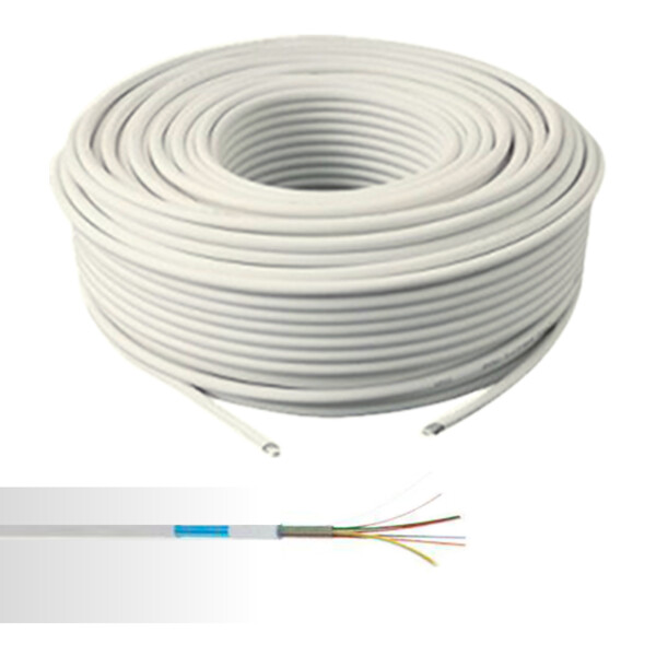 Câble d'alarme 6G0,22mm² gaine PVC blanc couronne de 100m - NoName - 760002