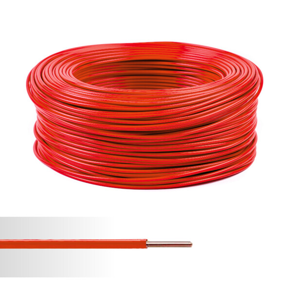 Fil électrique rigide HO7V-U 1,5 mm² rouge couronne de 100m  - NoName - 01225011