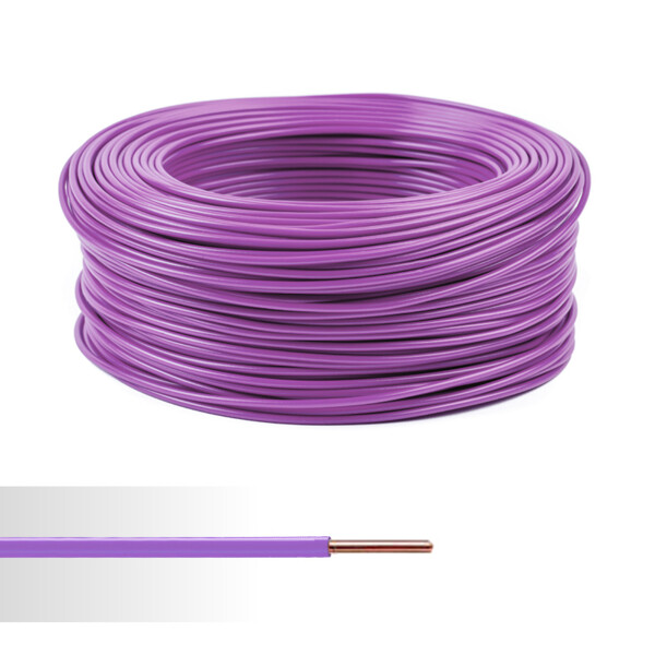 Fil électrique rigide HO7V-U 1,5 mm² violet couronne de 100m  - NoName - 01225012