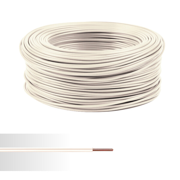 Fil électrique rigide HO7V-U 1,5 mm² ivoire couronne de 100m  - NoName - 01225020