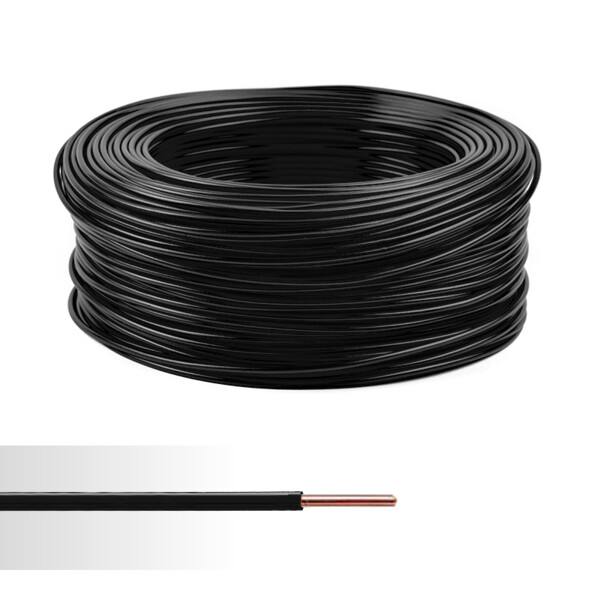 Fil électrique rigide HO7V-U 2,5 mm² noir couronne de 100m  - NoName - 01225055