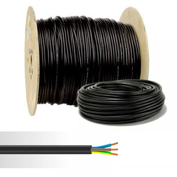 Câble électrique rigide U-1000 R2V 3X6mm² noir  - NoName - 12121664
