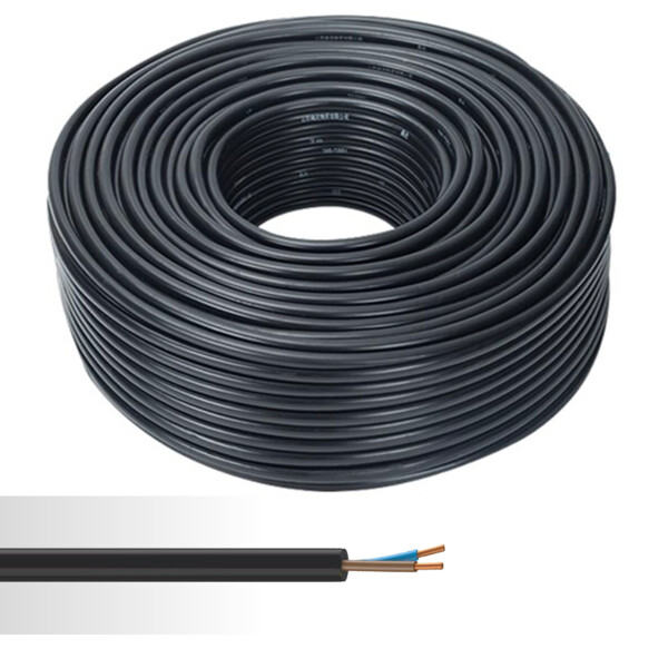 Câble électrique rigide U-1000 R2V 2X1,5mm² noir couronne de 100m  - NoName - 01360211