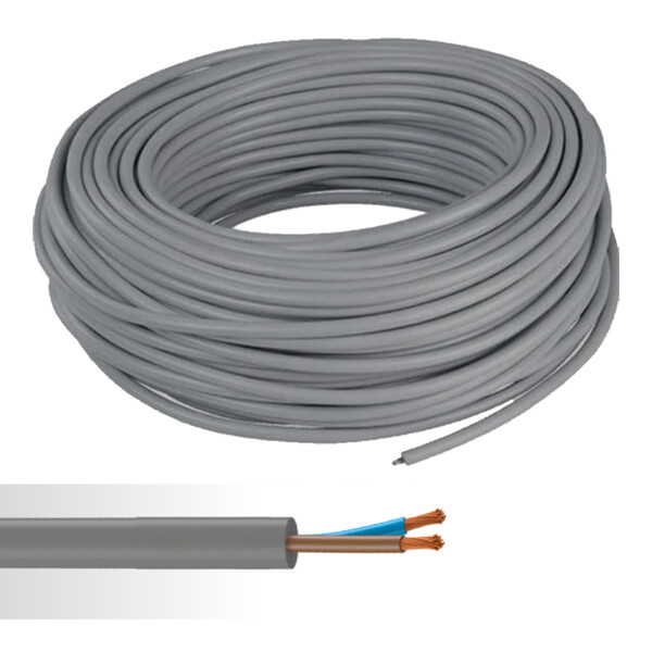 Câble électrique souple HO5VV-F 2X0,75mm² gris couronne de 50m  - NoName - 01272480