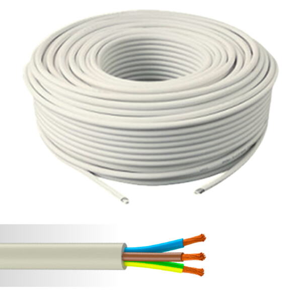 Câble électrique souple HO5VV-F 3G0,75mm² blanc couronne de 50m - NoName - 01272481