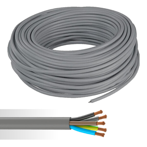 Câble électrique souple HO5VV-F 5G0,75mm² gris couronne de 50m - NoName - 01272484
