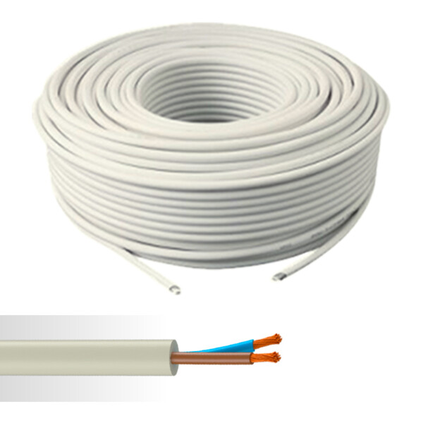 Câble électrique souple HO5VV-F 2X1mm² blanc couronne de 50m - NoName - 01272485