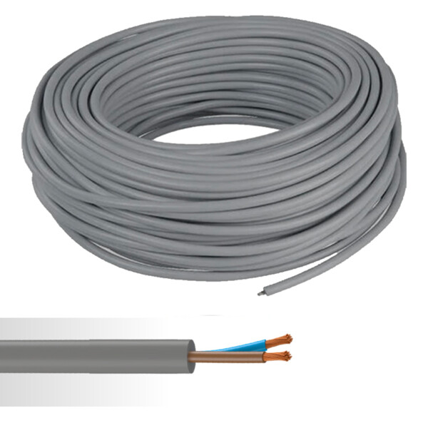 Câble électrique souple HO5VV-F 2X1mm² gris couronne de 50m  - NoName - 01272486