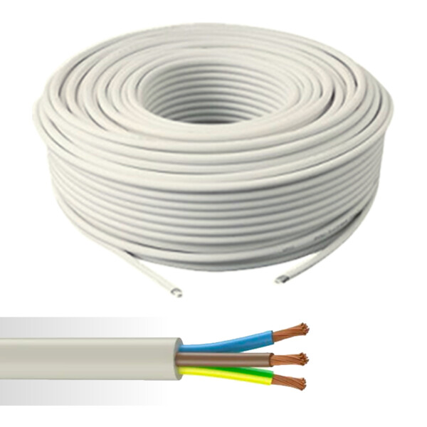 Câble électrique souple HO5VV-F 3G1mm² blanc couronne de 50m - NoName - 01272487