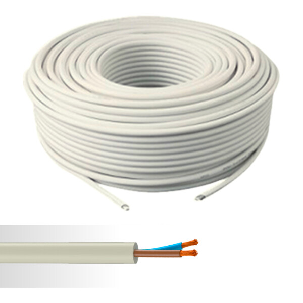 Câble électrique souple HO5VV-F 2X1,5mm² blanc couronne de 50m - NoName - 01272493