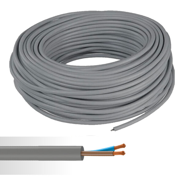 Câble électrique souple HO5VV-F 2X1,5mm² gris couronne de 50m - NoName - 01272494