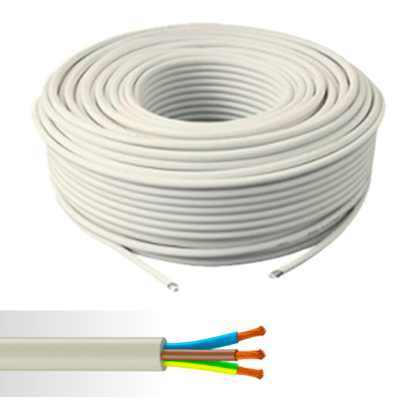 Câble électrique souple HO5VV-F 3G1,5mm² blanc couronne de 50m - NoName - 01272495