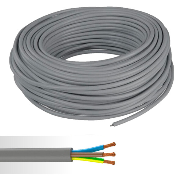 Câble électrique souple HO5VV-F 3G1,5mm² gris couronne de 50m - NoName - 01272496