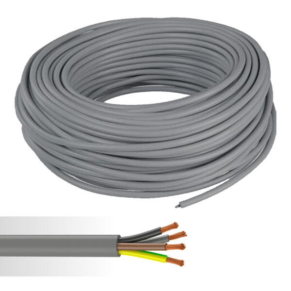 Câble électrique souple HO5VV-F 4G1,5mm² gris couronne de 50m - NoName - 01272498