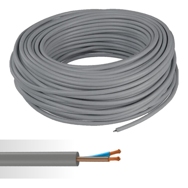 Câble électrique souple HO5VV-F 2X2,5mm² gris couronne de 50m - NoName - 01272502