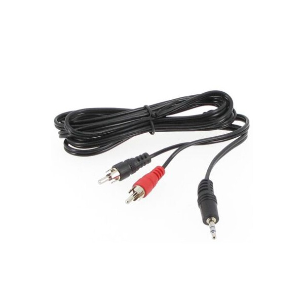 Cordon Jack 3.5 - 1,80m - RCA mâles - Stéréo - Noir - Méplat Blindé Tressé - NoName - JACKRCA