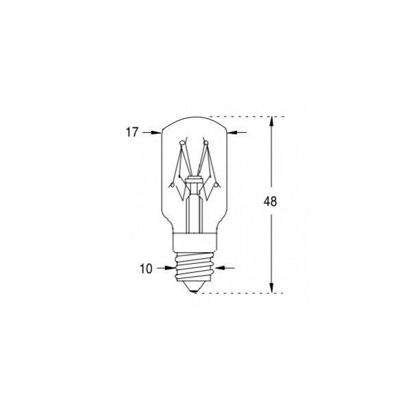 Lampe à filament - E10 Tube - Ø17 x 48 mm - 260V - 15W - Orbitec - 118491