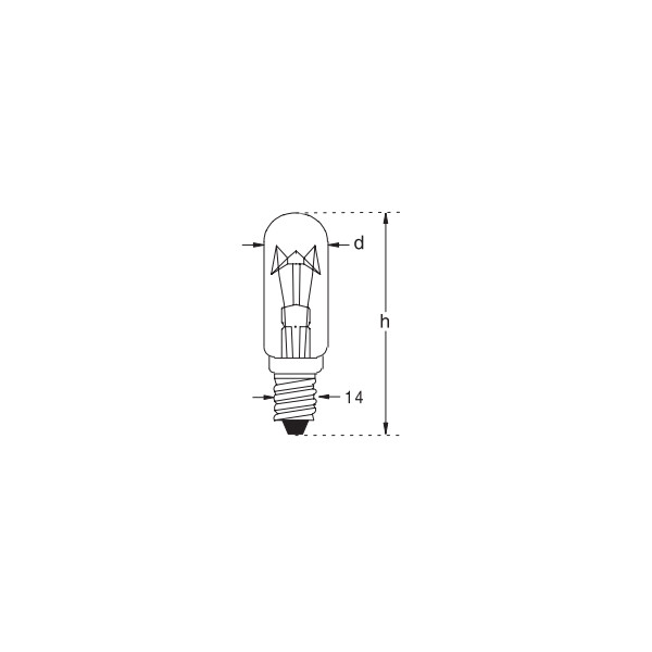 Tube lampe - Eclairage incandescent - E14 - Ø22 x 57mm - 260V - 15W - Orbitec - 124155