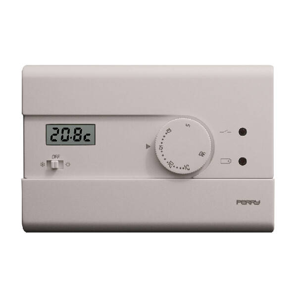 Thermostat digital journalier  Perry série “Slim” avec commande Hiver / OFF / Eté, coloris blanc - 3V - Perry Electric - 1TPTE402/B