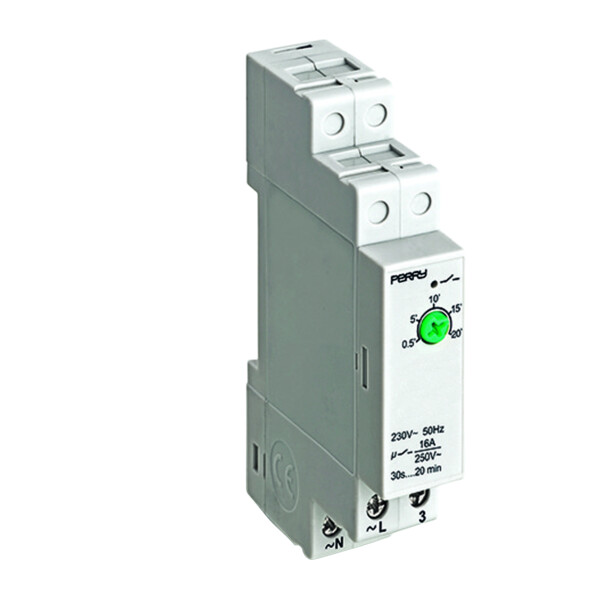 Minuterie d'escalier 1 DIN Perry Electric réglable de 30s à 20mn 16A 230V - Perry Electric - 1IT1062
