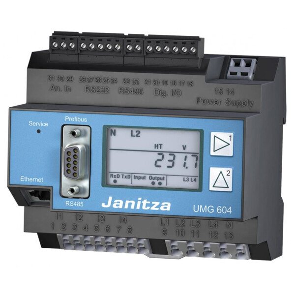 Centrale mod umg 604ep tri/tétra mémoire 128 mo qualimétrie (transitoires, harmoniques et micro-coupures) 2 ent. / 2 sor. num. 1 ent. t°c comm. rs485/ethernet (modbus) profibus passerelle ethernet serveur web mail ce et ul - Polier - 5216201