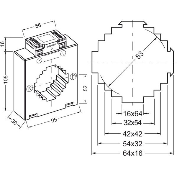 Polier Transformateur de courant diam 53 mm 800/5A classe 1 10VA - Polier - 96158005110