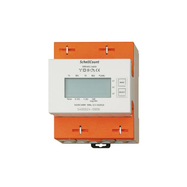 Compteur modulaire triphasé 65A affichage LCD conforme MID double tarif avec remise à zéro partielle - Polier - MTRDT65LMZ
