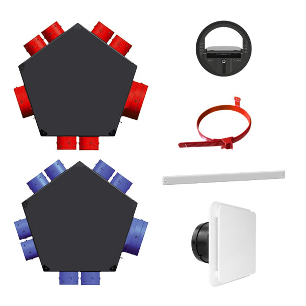 Kit accessoires vmc df avec 1 plénum insuff. et 1 ext., bouches, colliers - S&P France - 600063