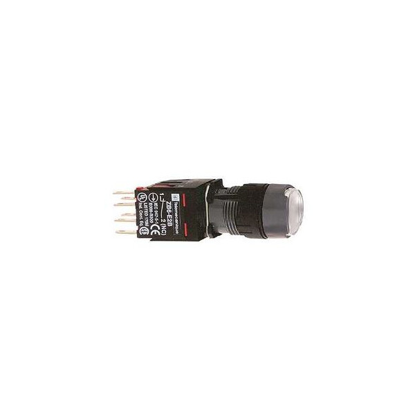 boutonpoussoir lumineux blanc diam 16 à impulsion affleurant 24 V 1O plus 1F - Schneider Electric - XB6AW1B5B