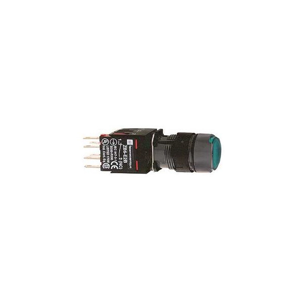 boutonpoussoir lumineux vert diam 16 à impulsion affleurant 24 V 1O plus 1F - Schneider Electric - XB6AW3B5B