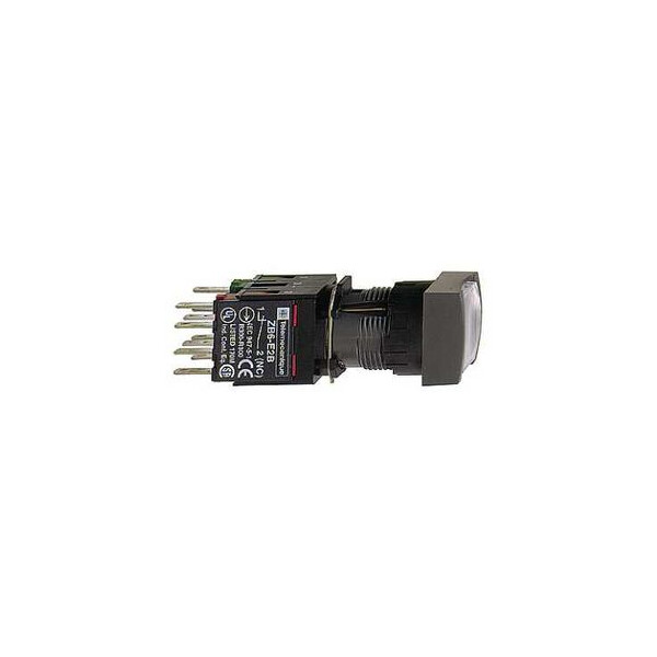 boutonpoussoir lumineux blanc diam 16 à impulsion affleurant 24 V 1F - Schneider Electric - XB6CW1B1B