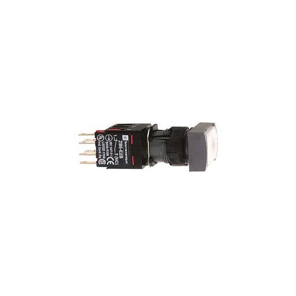 boutonpoussoir lumineux blanc diam 16 à impulsion affleurant 24 V 1O plus 1F - Schneider Electric - XB6DW1B5B