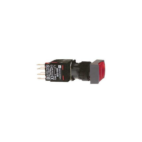 boutonpoussoir lumineux rouge diam 16 à impulsion affleurant 24 V 1O - Schneider Electric - XB6DW4B2B