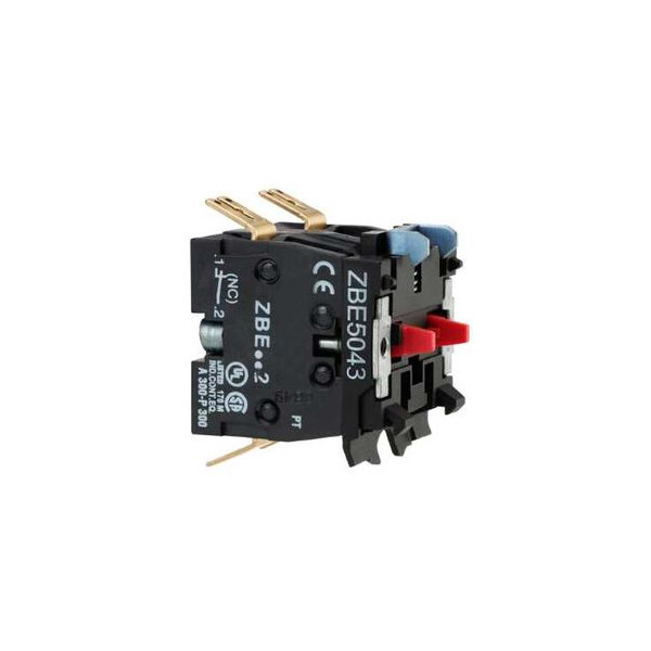 Harmony bloc contact pour bouton - ZBE Ø22 - 2O pour forte charge, cosse faston - Schneider Electric - ZBE5043