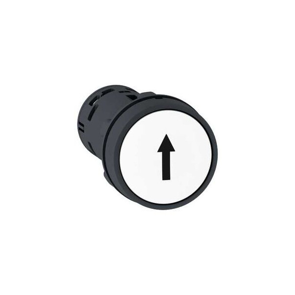 Harmony bouton-poussoir affleurant - Ø22 - blanc - 1O+1F - noir Flèche haute - Schneider Electric - XB7NA15341