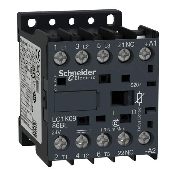 Contacteur 2P+2R 20 A AC1 TeSys K Schneider – 24 BC – Cosses Fermées Ferroviaire - Schneider Electric - LC1K0986BLS207