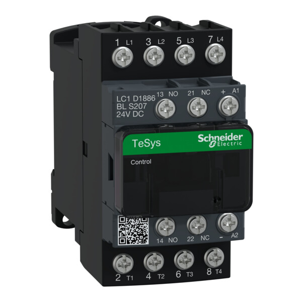CONTACTEUR TESYS LC1D 4P  2F PLUS 2O  AC1 440V 32 A BOBINE 24 V CC - Schneider Electric - LC1D1886BLS207