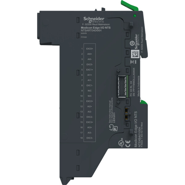 EdgeIO NTS Module+Base Entrée Temp 4 voies Diff, RTD,ThC,mV, 2/3/4Fils - Durcie - Schneider Electric - NTSART0404XHK