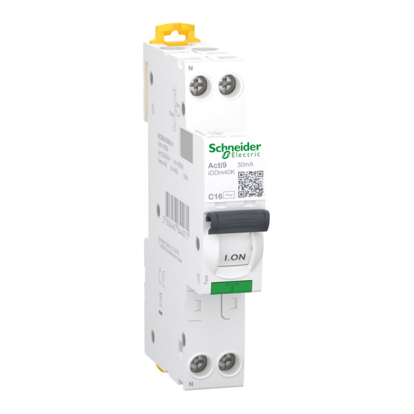 Acti9 iDDm40K disjoncteur différentiel 18mm 1PN Cb C 16A 4500A 30mA type AC - Schneider Electric - A9DXK1616