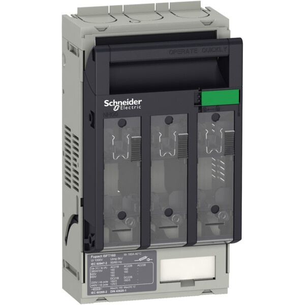 Fupact isft160 - inter sectionneur fusible - 3p - fixe - raccordement plage - m8 - Schneider Electric - LV480801
