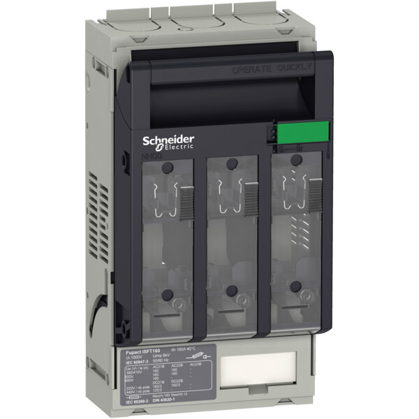 Fupact isft160 - inter sectionneur fusible - 3p - fixe - bornes 2,5 à 95mm² - Schneider Electric - LV480802