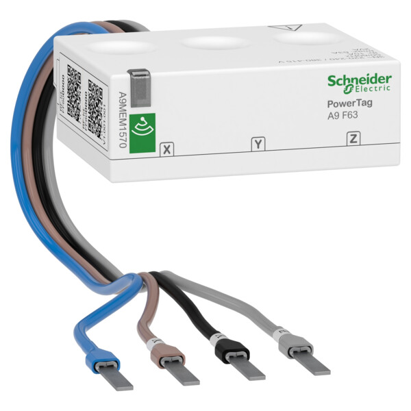 Capteur de Mesure Radio-Fréquence 3 P+N 63 A PowerTag Schneider – pour Vigi DT40/iC60 – am/av - Schneider Electric - A9MEM1570