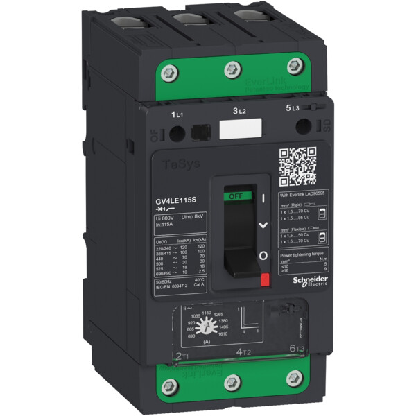 Tesys gv - disjoncteur magnétique - in 12.5a - 50ka - everlink - Schneider Electric - GV4LE12N