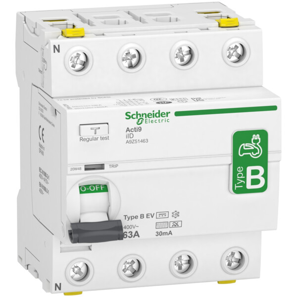 Acti9 - interrupteur différentiel - 4p - 63a - 30ma - type b - si - ev - 400v - Schneider Electric - A9Z51463