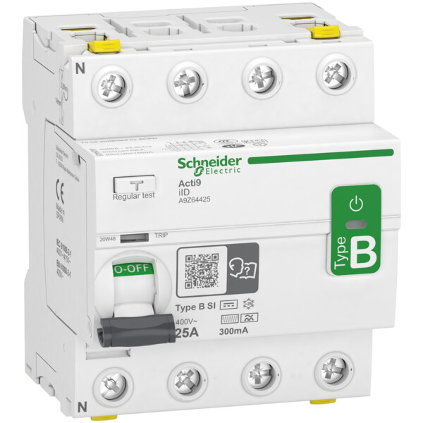 Acti9 - interrupteur différentiel - 4p - 25a - 300ma - type b - si - 400v - Schneider Electric - A9Z64425