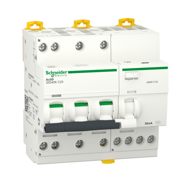 Acti9 idd40k - disjoncteur différentiel - 3p+n c 25a 4500a/4,5a 30ma type ac - Schneider Electric - A9DK1725