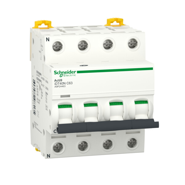 Acti9 idt40n - disjoncteur modulaire - 4p - 63a - courbe c - 6000a/10ka - Schneider Electric - A9P24463